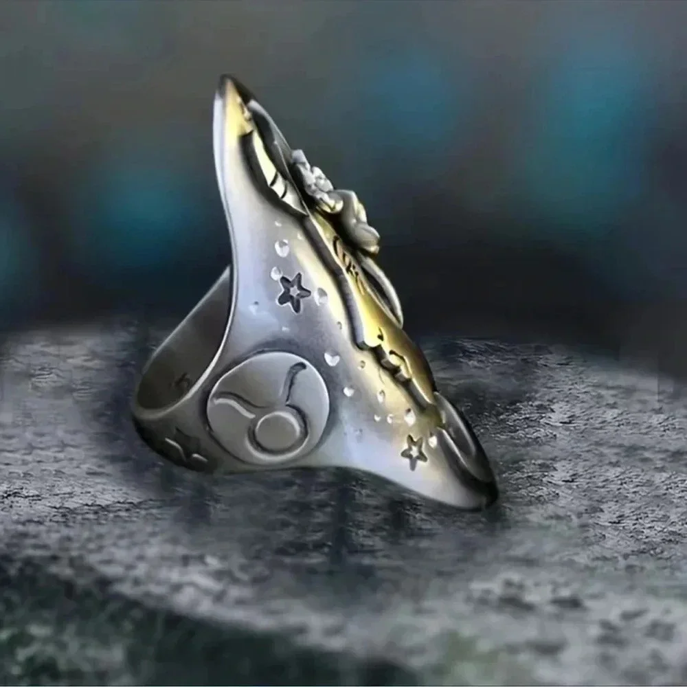 Silver Bohemian Woman Face Silver Ring